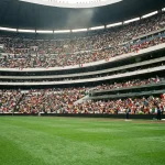 Vue intérieure de l'Estadio Azteca de Mexico avec ses tribunes emblématiques
