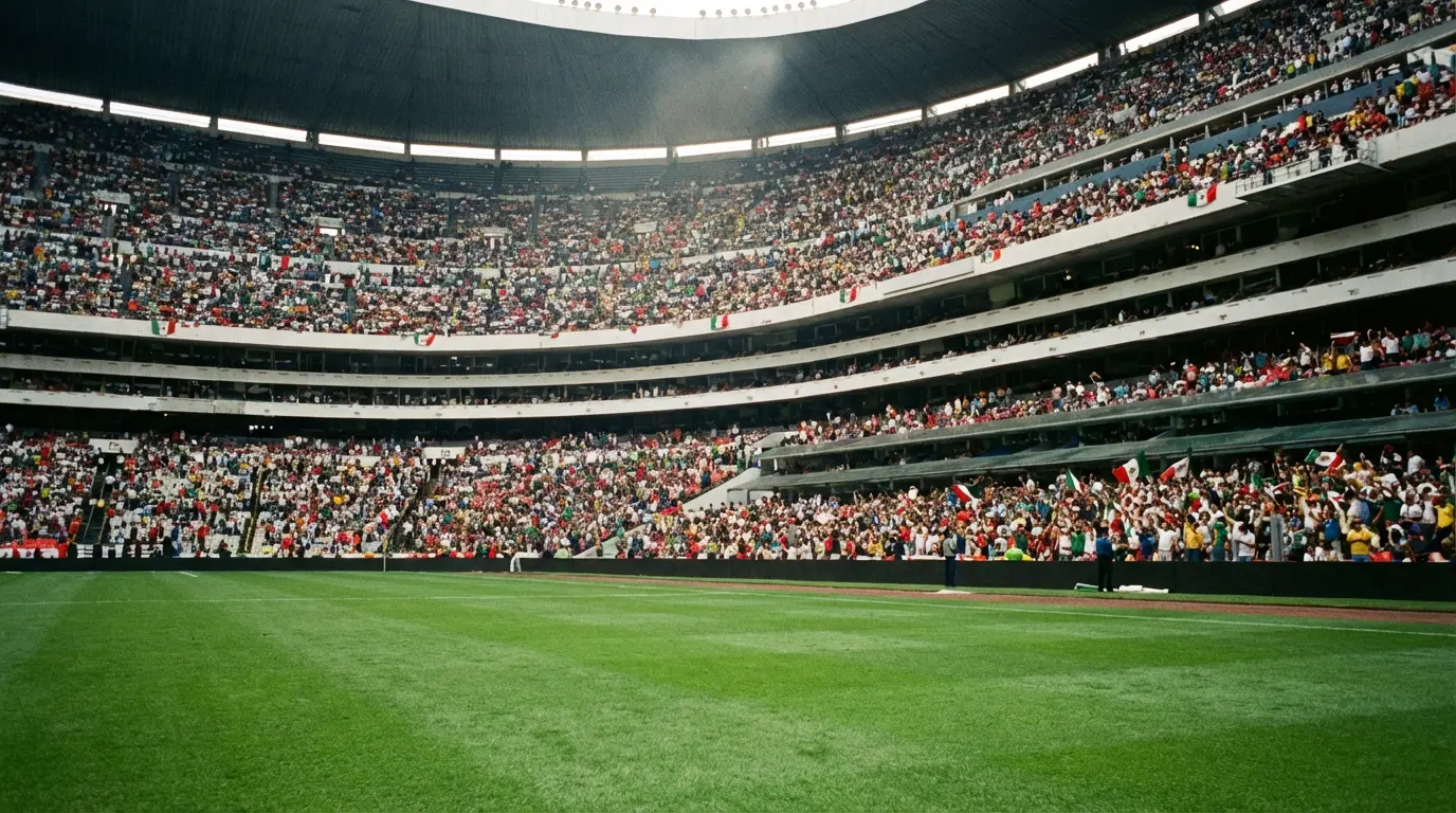 Vue intérieure de l'Estadio Azteca de Mexico avec ses tribunes emblématiques